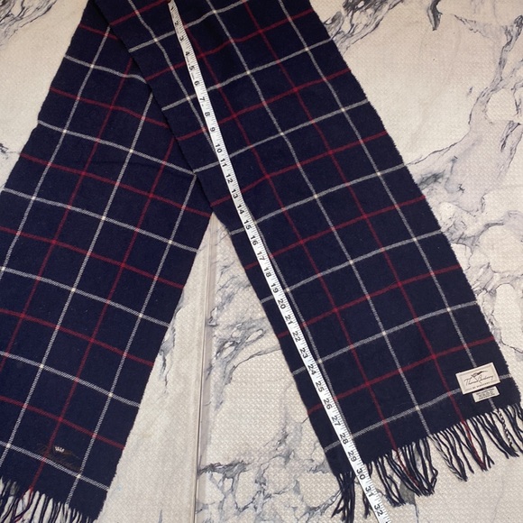Burberry Haymarket Lambswool Check Scarf  w/ embroidered Logo🐴Dark Navy LARGE🔥 - Picture 8 of 12
